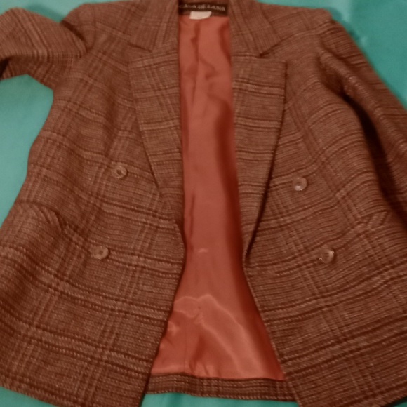 CASA DE LANA BROWN WOOL TWEED BLAZER, SIZE 5/6 - Picture 7 of 12